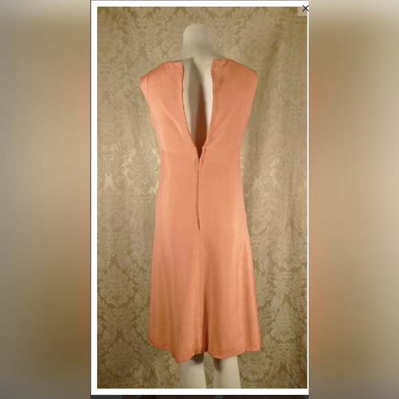 Vintage Givenchy Nouvelle Pastel Apricot Peach Silk Slip Sheath Dress - Picture 6 of 11